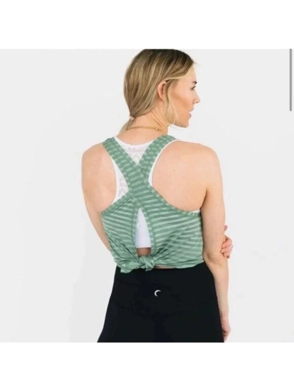 ZYIA Active Light Green Striped Tank